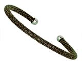 Sterling Silver 4mm Black Rhodium Adjustable Beaded Bangle