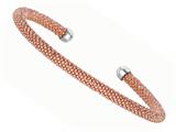 Sterling Silver 4mm Pink Plated Adjustable Beaded Bangle