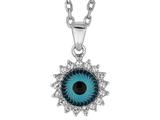 Sterling Silver 18 Inch Evil Eye Round Pendant