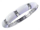 Sterling Silver 7.25 Inch White Enamel Bangle