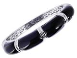 Sterling Silver 7.25 Inch Black Enamel Bangle