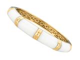 Sterling Silver 7.25 Inch White Enamel and Gold Plated Bangle