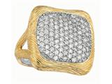 Sterling Silver Texturized Square Ring with Center CZ`s
