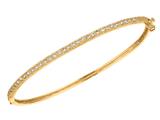 Sterling Silver 7.5 Inch Yellow Plated Micropave CZ Bangle with Miligrain Edge