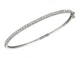 Sterling Silver 7.5 Inch Micropave CZ Bangle with Miligrain Edge