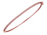 Sterling Silver 7.5 Inch Pink Plated Micropave CZ Bangle with Miligrain Edge