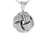 Polished and Textured Love Knot Pendant on 18 Inch Chain