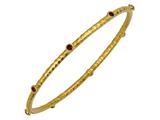 Phillip Gavriel 7.25 Inch Hammered Stackable Slip On Bangle With Garnet Stones