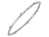 Phillip Gavriel 7.25 Inch Hammered Stackable Slip On Rhodium Bangle With Peridot Stones