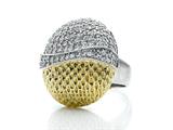 Fancy Oval Cocktail Ring with Textured Plating and Cubic Zirconia