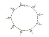Sterling Silver 10 Inches 8 Keys Ankle Bracelet