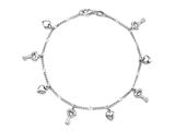 10 Inches 4 Keys and 4 Hearts Ankle Bracelet