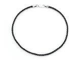 Sterling Silver with Black Rhodium 10 Inches Compress Cable Twist Ankle Bracelet