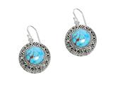 Sterling Silver Turquoise Round Drop Earrings