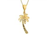 14K Yellow Gold Palm Tree Pendant on a 18 Inch Chain