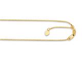 14K Yellow Gold 22 Inch Diamond Cut Adjustable Box Chain with Lobster Clasp and Small Heart Charm