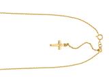 14K Yellow Gold 22 Inch Diamond Cut Adjustable Cable Chain with Spring Ring Clasp and Small Cross Charm