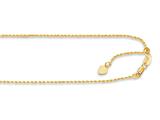 14K Yellow Gold 22 Inch Diamond Cut Adjustable Rope Chain with Lobster Clasp and Small Heart Charm