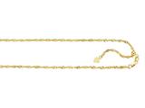 14K Yellow Gold 22 Inch Diamond Cut Adjustable Singapore Chain with Lobster Clasp and Small Heart Charm