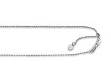 14kt White Gold 22 Inch Diamond Cut Adjustable Rope Chain with Lobster Clasp and Small Heart Charm