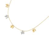 14K Yellow Gold 18 Inch Two Tone Dangle Multi Butterfly Necklace with Pear Shape Clasp