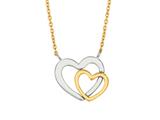 14K Yellow Gold 18 Inch Two Tone Open Heart Pendant with Pear Shape Clasp