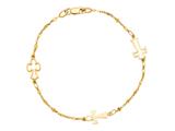14K Yellow Gold 7 Inch Symbolic Cross Bracelet with Lobster Clasp