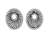 Ruthenium and Rhodium Plated Black Web Like Open Shape Earrings with Cubic Zircconia