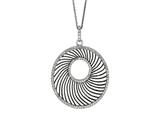 Ruthenium and Rhodium Plated Black Web Like Open Shape Pendant with Cubic Zircconia on 18 inch Sterling Silver Chain