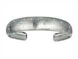 Rhodium Plated 1.5 Inch Textured Stardust Diamond Cut Cuff Bangle