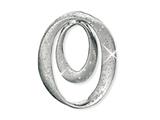 Rhodium Plated Textured Open Oval Stardust Diamond Cut Pendant on a 18 Inch Chain