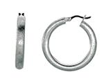 Rhodium Plated Textured Stardust Diamond Cut Roud Hoop Earrings