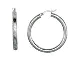 Rhodium Plated Textured Stardust Diamond Cut Roud Hoop Earrings