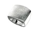 Rhodium Plated Textured Stardust Diamond Cut Square Ring