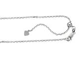 Rhodium Plated 22 Inch Diamond Cut Adjustable Singapore Chain with Lobster Clasp and Small Heart Charm