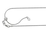 Rhodium Plated 22 Inch Diamond Cut Adjustable Snake Chain with Lobster Clasp and Small Heart Charm