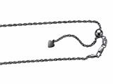 Ruthenium Plated 22 Inch Diamond Cut Adjustable Rope Chain with Lobster Clasp and Small Heart Charm