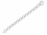 Rhodium Plated 8.25 Inch Round Link Bracelet with Spring Ring Clasp