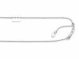 Rhodium Plated 22 Inch Diamond Cut Adjustable Rope Chain with Lobster Clasp and Small Heart Charm