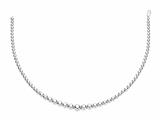 Rhodium Plated 7.5 Inch Round Bead Bracelet with Lobster Clasp