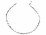 Rhodium Plated 7.5 Inch Round Bead Bracelet with Lobster Clasp