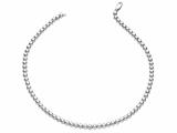 Rhodium Plated 18 Inch Round Bead Necklace with Lobster Clasp