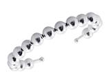 Rhodium Plated 8mm Round Bead Cuff Bangle