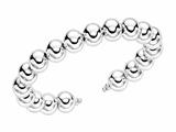 Rhodium Plated 10mm Round Bead Cuff Bangle