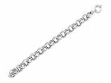 Rhodium Plated 7.5 Inch Oval Polish and Texture Link Bracelet with Spring Ring Clasp