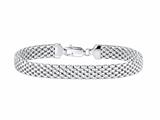 Rhodium Plated 7.5 Inch Mesh Bracelet with Lobster Clasp