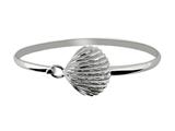 925 Sterling Silver 7 Inch Flat Dome Bangle with Damond Cut Shell Top