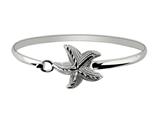 925 Sterling Silver 7 Inch Flat Dome Bangle with Damond Cut Starfish Top