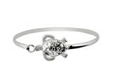 925 Sterling Silver 7 Inch Flat Dome Bangle with Damond Cut Turtle Top