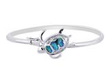 925 Sterling Silver 7.5 Inch Simulated Opal Sand Dollar Top Flat Domed Bangle